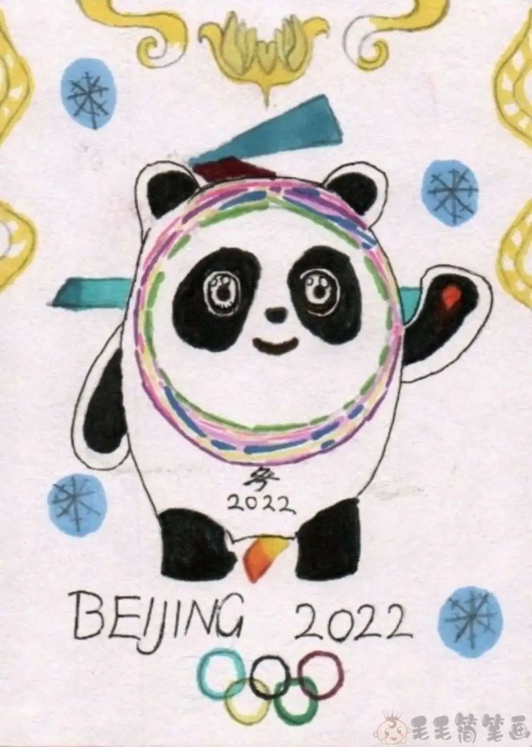 2022冬奥会主题绘画,助力冬奥会儿童画