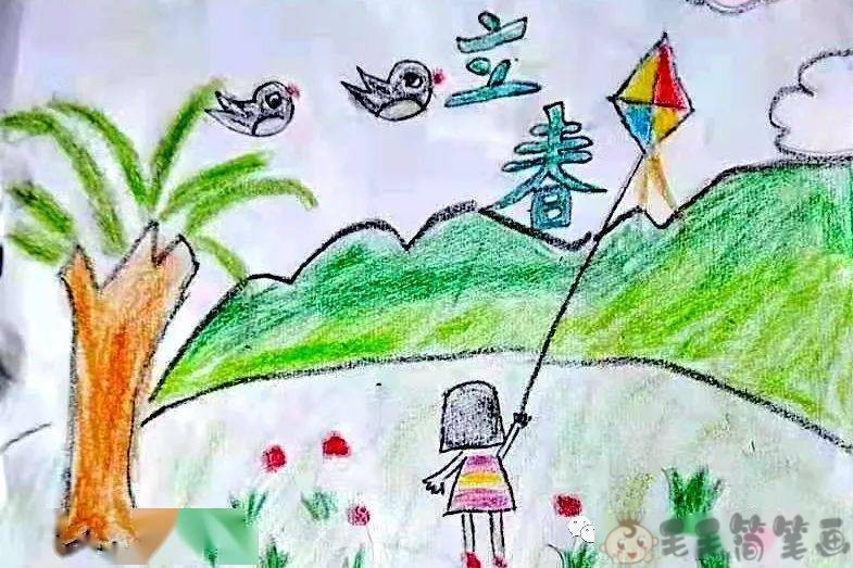 儿童画春天,关于春天的儿童绘画 - 毛毛简笔画