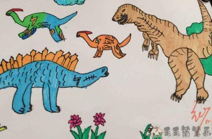 恐龙儿童画儿童绘画恐龙