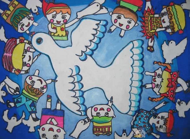 和平鸽儿童画,和平鸽绘画图片 毛毛简笔画