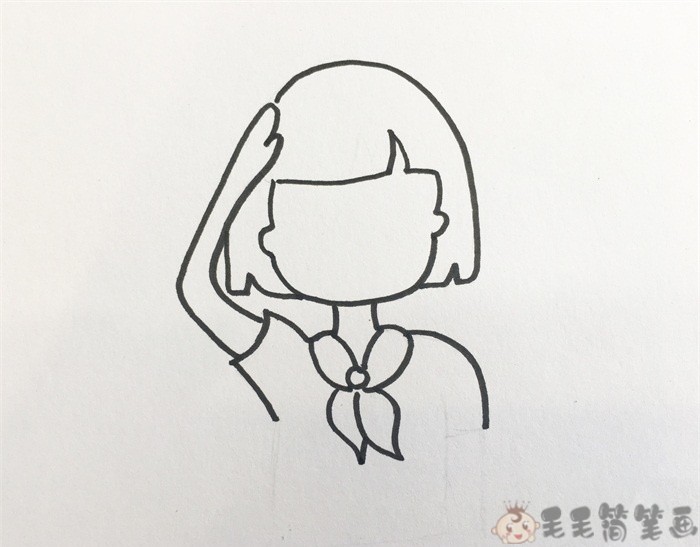 敬礼的少先队员简笔画画法
