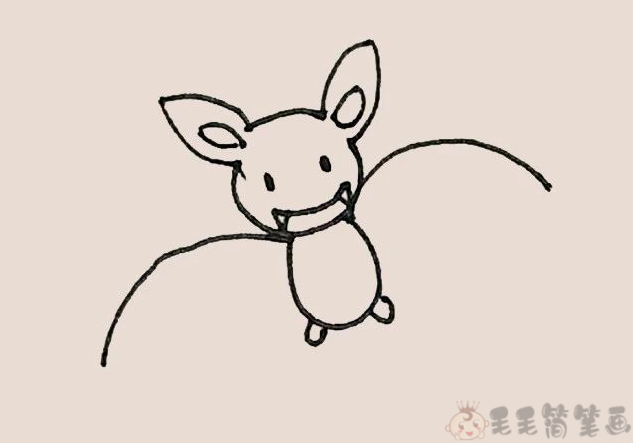 蝙蝠儿童简笔画图片步骤5