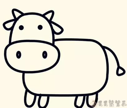 简单6步学画水牛简笔画
