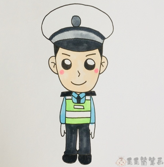 卡通警察怎么画,简单图片