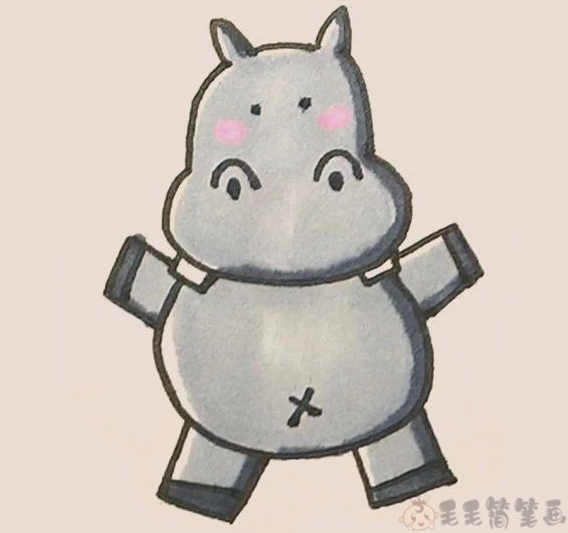 简笔画河马怎么画,河马儿童画画法