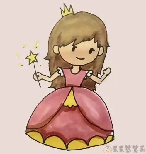 漂亮的公主幼儿画图片步骤,公主简笔画图片