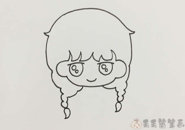 麻花辫女孩简笔画2