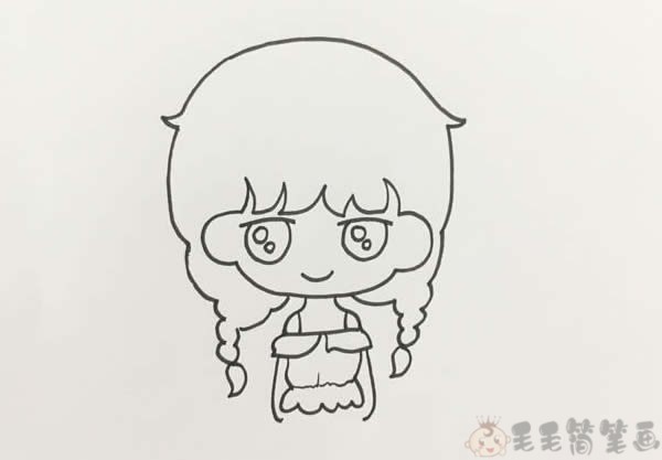 麻花辫女孩简笔画3