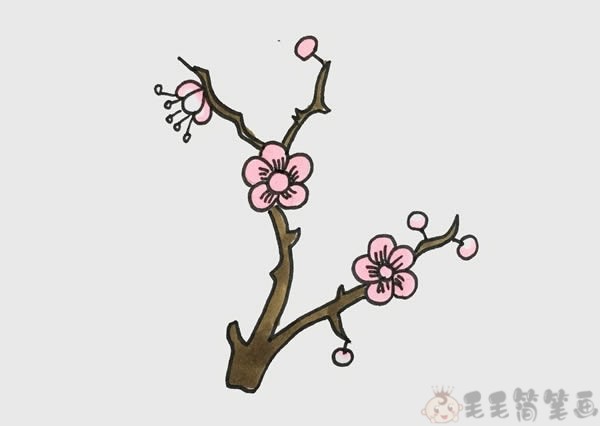 美艳漂亮的梅花简笔画步骤图 中级简笔画教程-第1张
