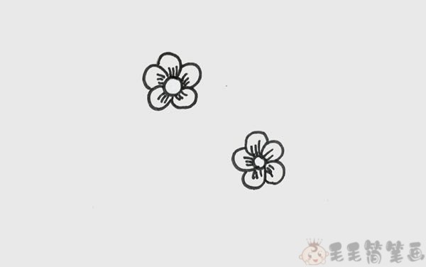 美艳漂亮的梅花简笔画步骤图 中级简笔画教程-第2张