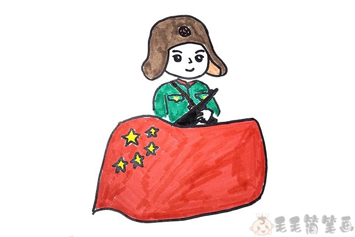 站岗中的雷锋简笔画 人物-第1张