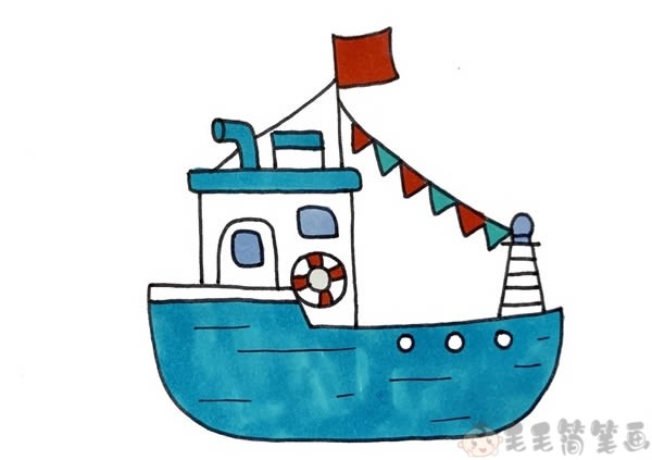 渔船简笔画