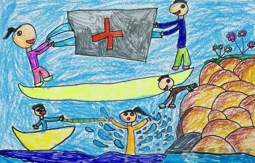 珍爱生命预防溺水儿童画1