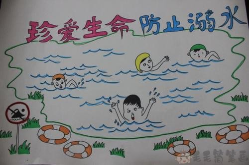 珍爱生命预防溺水儿童画2