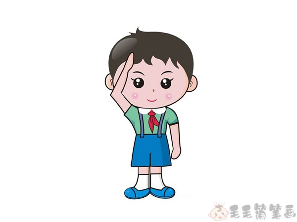 q版小学生敬礼简笔画图片