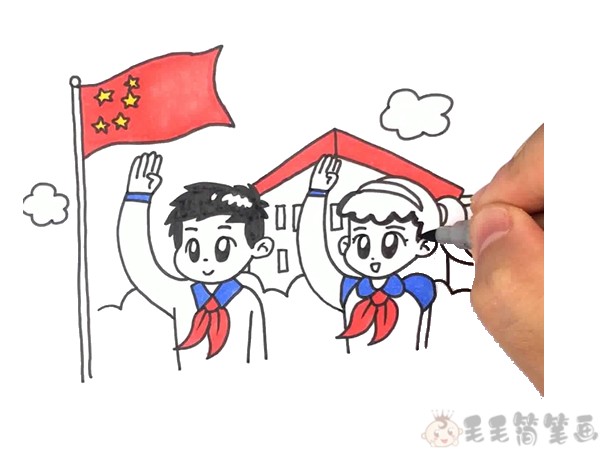 少年简笔画 先锋队图片