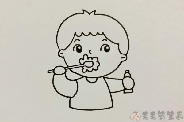 刷牙的小朋友简笔画