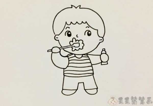刷牙的儿童画