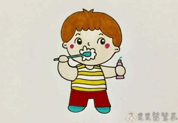 刷牙的儿童画,刷牙的小朋友简笔画