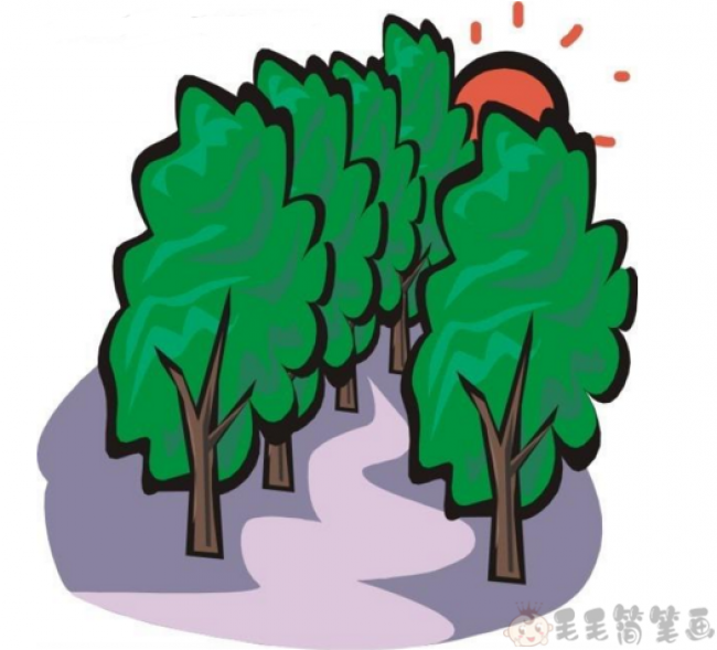 画一篇简单的树林图片