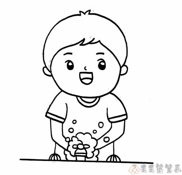 预防新冠勤洗手少儿简笔画3