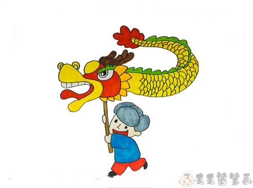 舞龙艺人简笔画图片