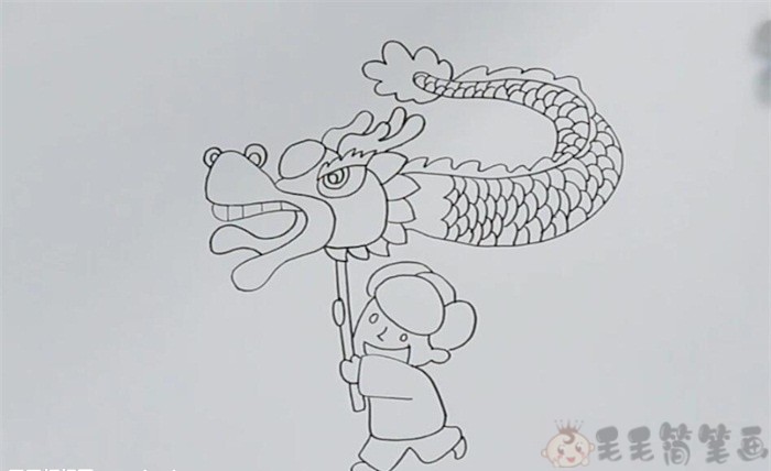 舞龙艺人简笔画图片3