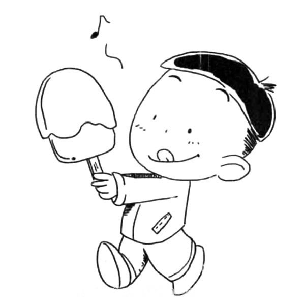 小朋友吃冰激凌简笔画图片