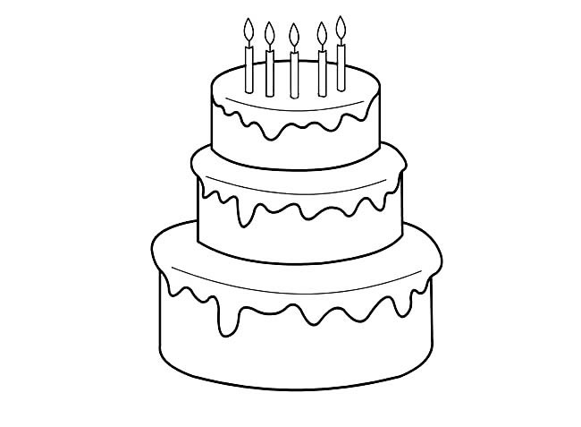 线描画三层生日蛋糕图片