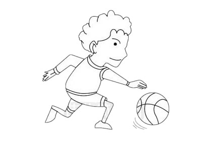 篮球男孩简笔画全身图片