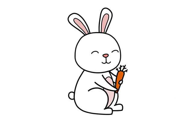 小兔子吃胡萝卜简笔画