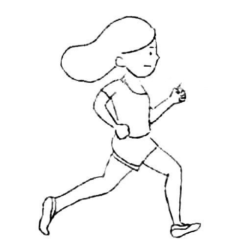 女生跑步侧面简笔画图片