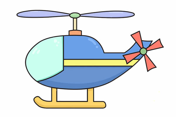 直升机简笔画彩色画法步骤图片