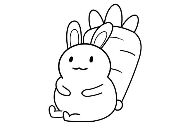小兔子背胡萝卜简笔画