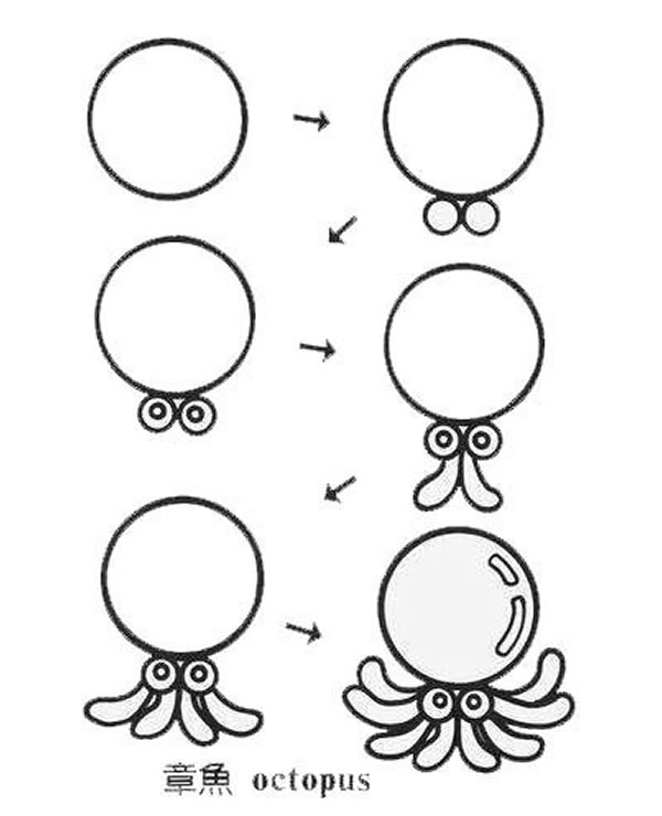 章鱼简单画法图片
