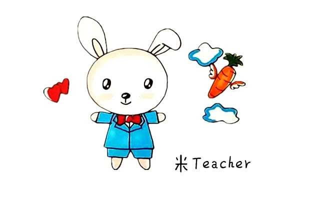 兔子吃萝卜简笔画彩色图片