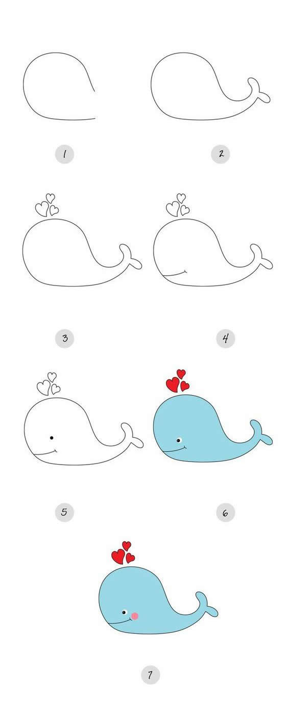 儿童画鲸鱼怎么画学画鲸鱼简笔画