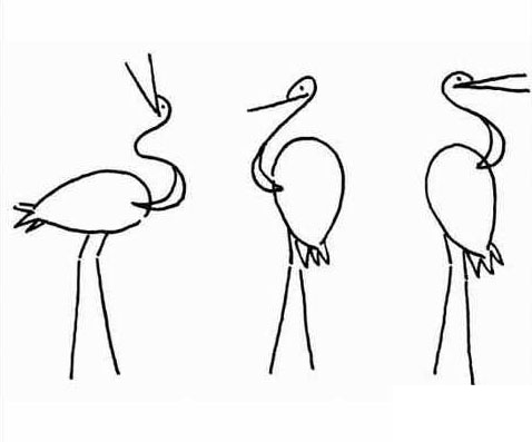 几种不同画法的仙鹤简笔画 动物