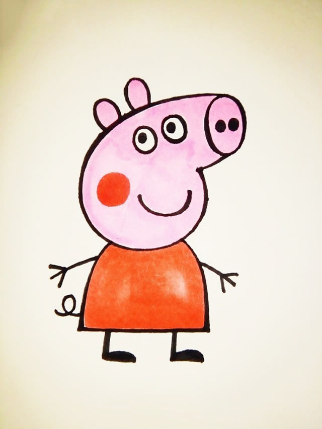 小猪简笔画 彩色 佩奇图片