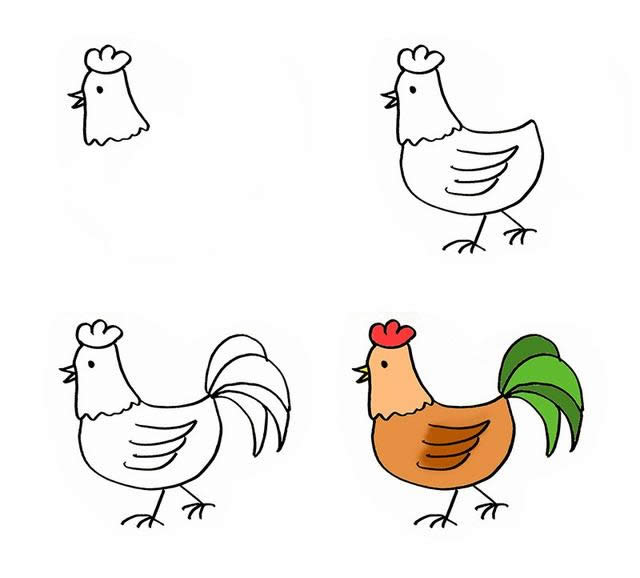 简笔画公鸡怎么画图片