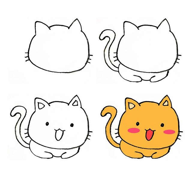 简笔猫的画法最简单图片
