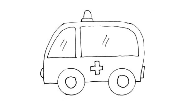 救援车简笔画绘画图片