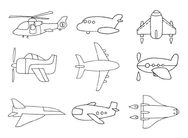简笔画飞机的画法步骤图片