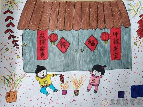 幼儿园春节儿童画