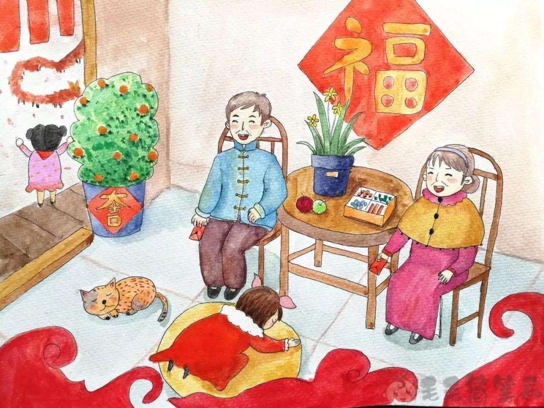 与年味有关的绘画 第3页 毛毛简笔画