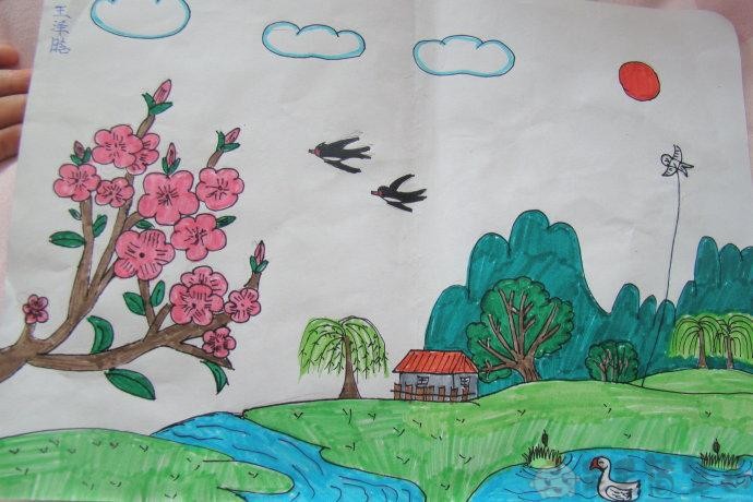 以春天为题的儿童画 - 毛毛简笔画