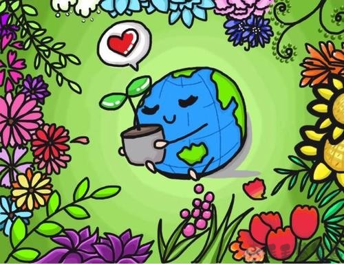 地球环保简笔画 彩色图片