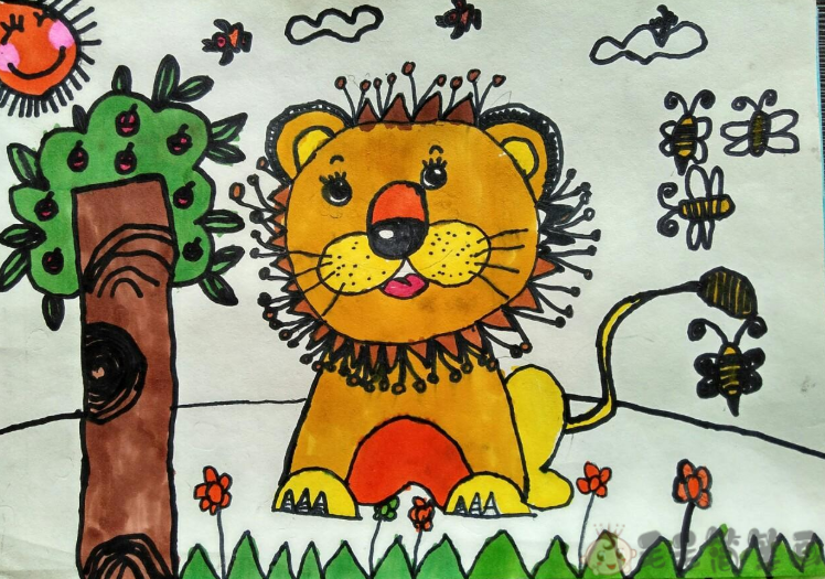 狮子儿童画狮子简笔画图片