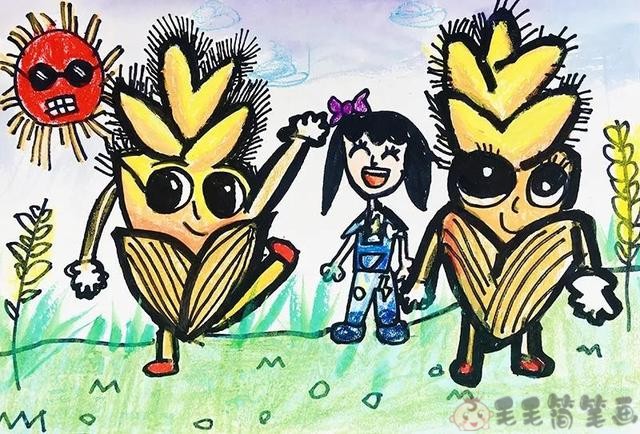 绘丰收画节约主题儿童画