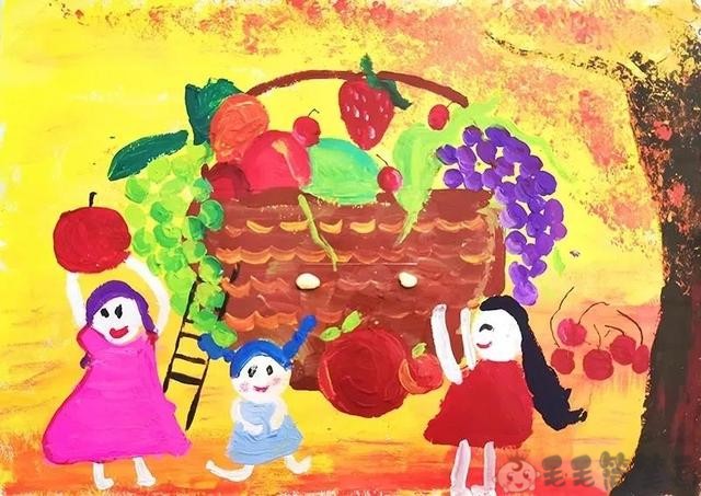 绘丰收画节约主题儿童画